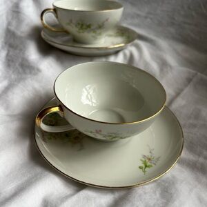 Limoges set of 2 teacup,saucer,berry bowl and bread plates